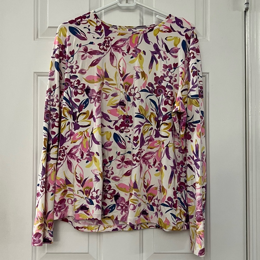 Lands' End Pink and Purple Floral Top